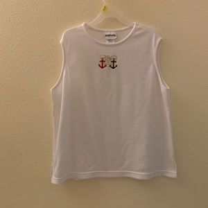 BonWorth Sz L petite white sleeveless summer blouse